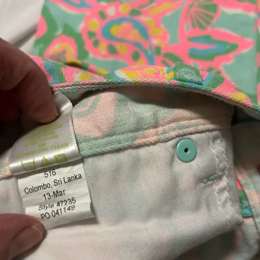 Lilly Pulitzer Womens Worth Skinny Mini Jeans Size 4 Pink Green Floral Paisley - Picture 3 of 12
